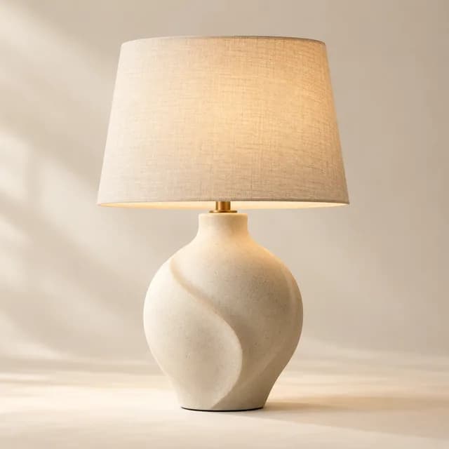 Lampe de table en céramique avec abat-jour en lin